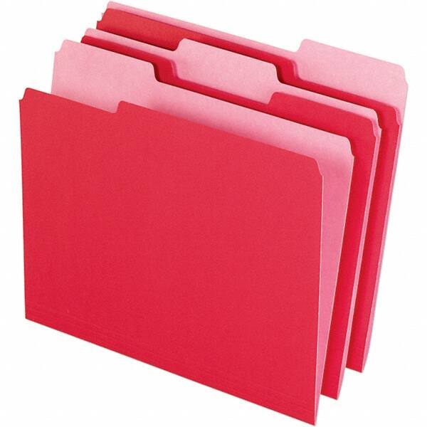 Pendaflex - 11-5/8 x 9-3/16", Letter Size, Red, File Folders with Top Tab - 11 Point Stock, Assorted Tab Cut Location - Caliber Tooling