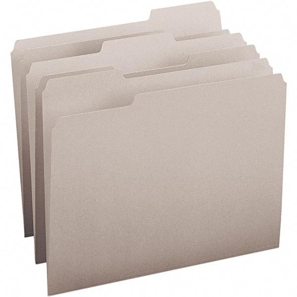 SMEAD - 11-5/8 x 9-1/2", Letter Size, Gray, File Folders with Top Tab - 11 Point Stock, Assorted Tab Cut Location - Caliber Tooling