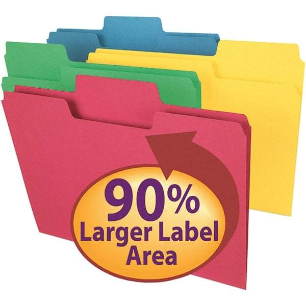 SMEAD - 11-5/8 x 9-1/2", Letter Size, Assorted Colors, File Folders with Top Tab - 11 Point Stock, Assorted Tab Cut Location - Caliber Tooling