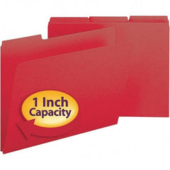 SMEAD - 11-3/4 x 9-1/2", Letter Size, Bright Red, File Folders with Top Tab - 23 Point Stock, Assorted Tab Cut Location - Caliber Tooling