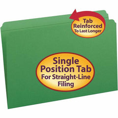 SMEAD - 14-3/4 x 9-1/2", Legal, Green, File Folders with Top Tab - 11 Point Stock, Straight Tab Cut Location - Caliber Tooling