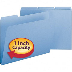 SMEAD - 11-3/4 x 9-1/2", Letter Size, Blue, File Folders with Top Tab - 23 Point Stock, Assorted Tab Cut Location - Caliber Tooling