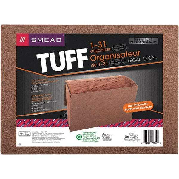 SMEAD - 15 x 10", Legal, Redrope, 1-31 Indexed Expanding Files - Assorted Tab Cut Location - Caliber Tooling