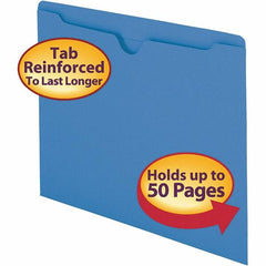 SMEAD - 11-3/4 x 9-1/2", Letter Size, Blue, File Folders with Top Tab - 11 Point Stock, Straight Tab Cut Location - Caliber Tooling