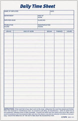 TOPS - 5-1/2" High x 8-1/2" Wide Daily Time & Job Sheets - Gray, White, Use with Manual Entries - Caliber Tooling