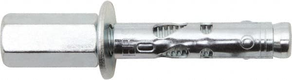 Powers Fasteners - 3/8" Diam, 3/8" Drill, 1-7/8" OAL, 2" Min Embedment Sleeve Concrete Anchor - 1018 Steel, Zinc-Plated Finish, Hex Head, Hex Drive, 1-7/8" Thread Length - Caliber Tooling