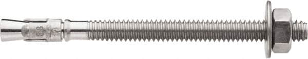 Powers Fasteners - 3/8" Diam, 3/8" Drill, 3" OAL, 1" Min Embedment Wedge Expansion Concrete Anchor - 316 Stainless Steel, Hex Nut Head, Hex Drive, 1-5/8" Thread Length - Caliber Tooling