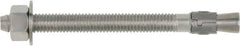 Powers Fasteners - 3/4" Diam, 3/4" Drill, 6-1/4" OAL, 3-3/8" Min Embedment Wedge Expansion Concrete Anchor - 316 Stainless Steel, Hex Head, Hex Drive, 4-3/8" Thread Length - Caliber Tooling