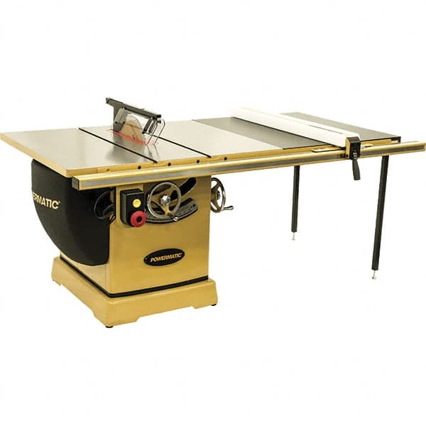 Jet - 14" Blade Diam, 1" Arbor Diam, 3 Phase Table Saw - 7.5 hp, 230/460 Volt, 15-1/2" Cutting Depth - Caliber Tooling