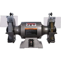 Jet - 8" Wheel Diam, 1 hp Bench Grinder - 5/8" Arbor Hole Diam, 1 Phase, 3,450 Max RPM, 115 Volts - Caliber Tooling