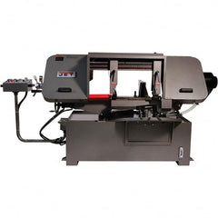 Jet - 19-1/4 x 4" Max Capacity, Semi-Automatic Variable Speed Pulley Horizontal Bandsaw - 90 to 370 SFPM Blade Speed, 230/460 Volts, 45 & 90°, 3 hp, 3 Phase - Caliber Tooling