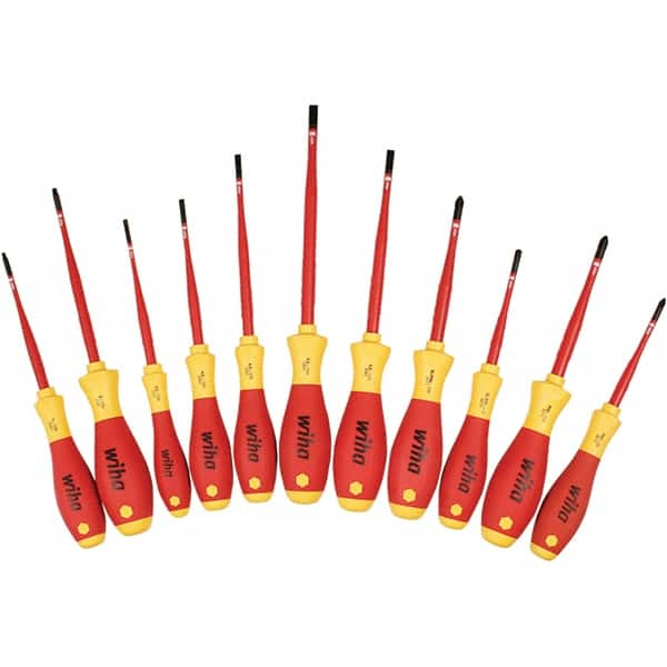 Wiha - 8 Piece Slotted, Phillips, Square & Terminal Xeno Screwdriver Set - Bit Sizes: Philips #1 & #2, Comes in Box - Caliber Tooling