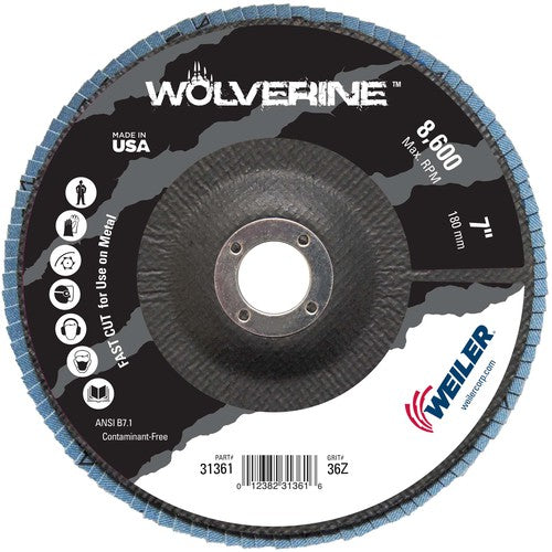 7″ Vortec Pro Abrasive Flap Disc, Angled, Phenolic Backing, 36Z, 7/8″ Arbor Hole - Caliber Tooling