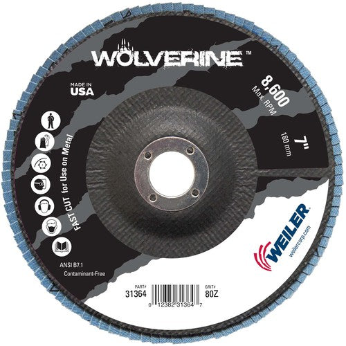 7″ Vortec Pro Abrasive Flap Disc, Angled, Phenolic Backing 80Z, 7/8″ Arbor Hole - Caliber Tooling