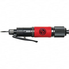 Chicago Pneumatic - 1/4" Bit Holder, 1,300 RPM, Pistol Grip Handle Air Screwdriver - 2-1/2 to 5.8 Ft/Lb Torque, 1/4" Inlet, 14.8 CFM - Caliber Tooling