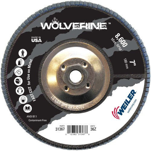 7″ Vortec Pro Abrasive Flap Disc, Angled, Phenolic Backing, 36Z, 5/8″-11 UNC Nut - Caliber Tooling