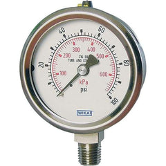 Wika - 2-1/2" Dial, 1/4 Thread, -1-15 Scale Range, Pressure Gauge - Lower Connection Mount, Accurate to 2-1-2% of Scale - Caliber Tooling