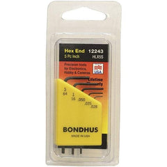 Bondhus - 5 Piece, L-Key Hex Key Set - .028 to 5/64" Range, Protanium Steel - Caliber Tooling