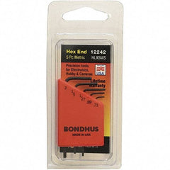 Bondhus - 5 Piece, L-Key Hex Key Set - 0.71 to 2mm Range, Protanium Steel - Caliber Tooling