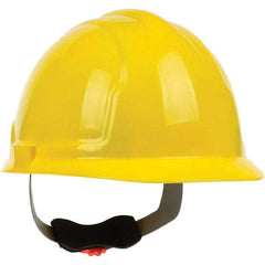 PRO-SAFE - ANSI Type I, Class E Rated, 4-Point, Ratchet Adjustment Hard Hat - Yellow, Standard Brim - Caliber Tooling