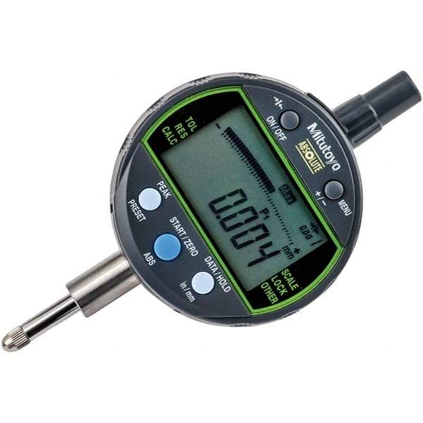 Mitutoyo - 0 to 1/2" Range, 0.00005, 0.0001 & 0.0005" Graduation, Electronic Drop Inidicator - Lug Back, 0.0001" Accuracy, LCD Display, Inch & Metric - Caliber Tooling