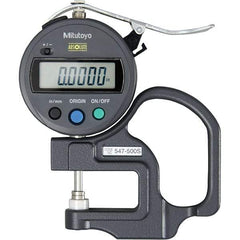 Mitutoyo - 0mm to 12mm Measurement, 0.01mm Resolution Electronic Thickness Gage - Accurate up to 0.001", 1.5 N Measuring Force - Caliber Tooling