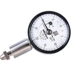 Mitutoyo - 0.1" Range, 0-20-0 Dial Reading, 0.001" Graduation Dial Drop Indicator - 1.22" Dial, 0.04" Range per Revolution, 0.001" Accuracy, Revolution Counter - Caliber Tooling