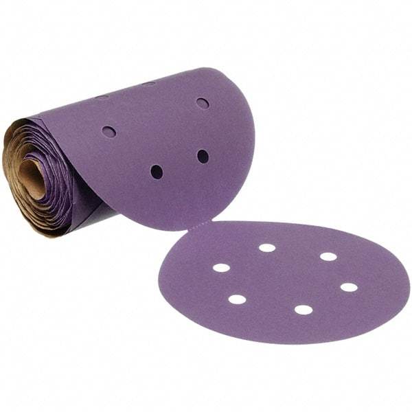 3M - 6" Diam, 400 Grit Ceramic Adhesive PSA Disc - Super Fine Grade, Purple, Polyester Backing, Flexible, 12,000 Max RPM, Use with Random Orbital Sanders - Caliber Tooling