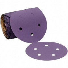 3M - 5" Diam, 400 Grit Ceramic Adhesive PSA Disc - Super Fine Grade, Purple, Polyester Backing, Flexible, 12,000 Max RPM, Use with Random Orbital Sanders - Caliber Tooling