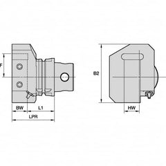 Kennametal - Right Hand Cut, KM4X63 Modular Connection, Square Shank Lathe Modular Clamping Unit - 31.95mm Square Shank Length, 63mm Square Shank Diam, 101.95mm OAL, Through Coolant, Series KM4X63 - Exact Industrial Supply