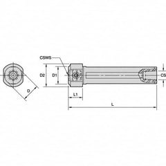 Kennametal - Neutral Cut, KM2520 Modular Connection, Round Shank Lathe Modular Clamping Unit - 65mm Square Shank Length, 20mm Square Shank Diam, 90mm OAL, Through Coolant, Series KM Mini - Exact Industrial Supply