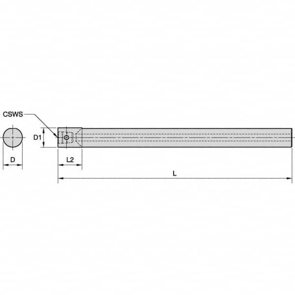 Kennametal - Neutral Cut, KM2016 Modular Connection, Round Shank Lathe Modular Clamping Unit - 217.84mm Square Shank Length, 20mm Square Shank Diam, 242.84mm OAL, Through Coolant, Series KM Micro - Exact Industrial Supply