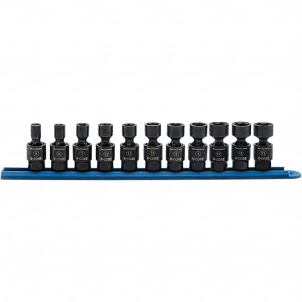 GearWrench - 11 Piece 3/8" Drive Black Finish Impact Socket Set - 6 Points, 8mm to 19mm Range, Metric Measurement Standard - Caliber Tooling