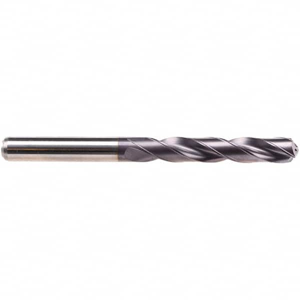 Emuge - 8mm 140° Solid Carbide Jobber Drill - TiAlN Finish, Right Hand Cut, Spiral Flute, Cylindrical Shank, 91mm OAL, Four Facet Point - Caliber Tooling