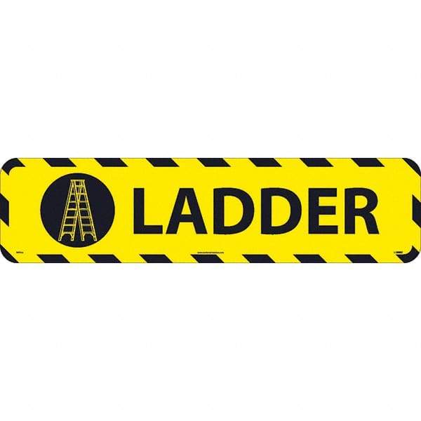 NMC - Ladder, Anti-Skid Pressure-Sensitive Vinyl Floor Sign - Rectangle, Black on Yellow, Adhesive Backed, For Restroom, Janitorial & Housekeeping - Caliber Tooling