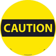 NMC - Caution, Anti-Skid Pressure-Sensitive Vinyl Floor Sign - Round, Black on Yellow, Adhesive Backed, For Restroom, Janitorial & Housekeeping - Caliber Tooling