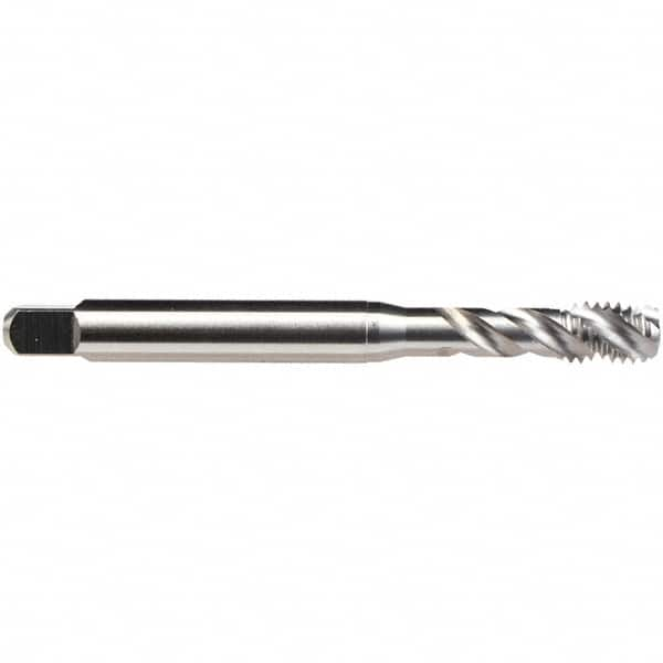 Emuge - 1/4-20 UNC 3 Flute Bottoming Spiral Flute Tap - High Speed Steel, Bright Finish, 3.15" OAL, Right Hand Flute, Right Hand Thread, Series Enorm Z/E - Exact Industrial Supply