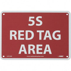 NMC - "5S Red Tag Area", 7" Long x 10" Wide, Aluminum Safety Sign - Rectangular, Use for Workplace/Safety - Caliber Tooling