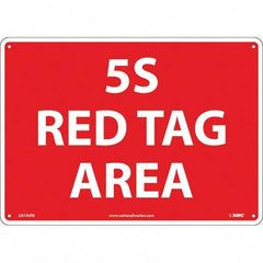 NMC - "5S Red Tag Area", 10" Long x 14" Wide, Rigid Plastic Safety Sign - Rectangular, Use for Workplace/Safety - Caliber Tooling