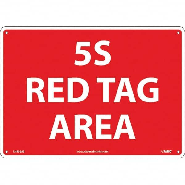 NMC - "5S Red Tag Area", 10" Long x 14" Wide, Aluminum Safety Sign - Rectangular, Use for Workplace/Safety - Caliber Tooling