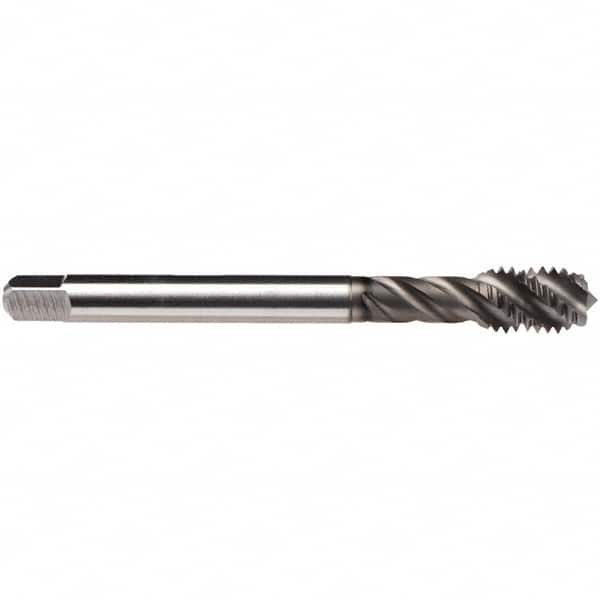 Emuge - 7/16-20 UNF 4 Flute BT Bottoming Spiral Flute Tap - High Speed Steel, GLT-1 Finish, 3.937" OAL, Right Hand Flute, Right Hand Thread, Series CU51C400 - Caliber Tooling