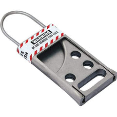 NMC - Single Jaw, 2" Jaw Diam, 6 PadLocks, Stainless Steel Lockout Hasp - Slide, 3-1/2" Long x 2-1/2" Wide, Gray - Caliber Tooling