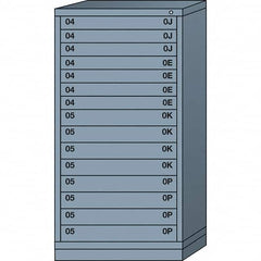 Lyon - 15 Drawer, Standard Eye-Level - Single Drawer Access Cabinet - Steel, 30" Wide x 28-1/4" Deep x 59-1/4" High, Dove Gray - Caliber Tooling