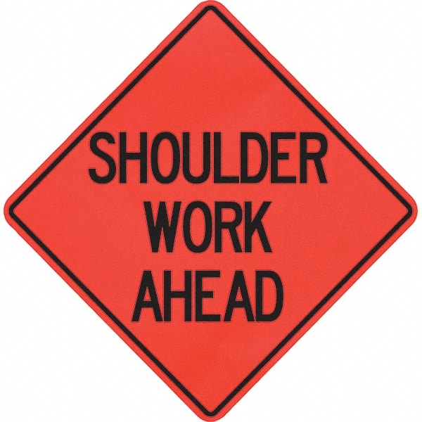 PRO-SAFE - "Shoulder Work Ahead," 48" Wide x 48" High Vinyl Traffic Control Sign - Caliber Tooling