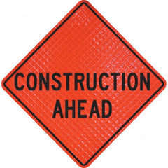 PRO-SAFE - "Construction Ahead," 48" Wide x 48" High Vinyl Traffic Control Sign - Caliber Tooling