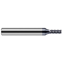 Corner Radius End Mill: 0.1562″ Dia, 15/32″ LOC, 1/64″ Radius, 5 Flutes, Solid Carbide 2-1/2″ OAL, 1/4″ Shank Dia, 37 ° Helix, AlTiN Coated, Corner Radius End