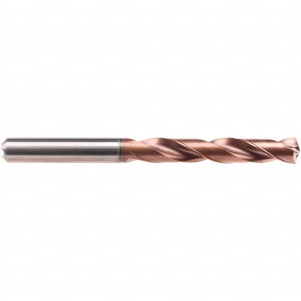 Emuge - 7.2mm 140° Solid Carbide Jobber Drill - AlCrN Finish, Right Hand Cut, Spiral Flute, Cylindrical Shank, 91mm OAL, Four Facet Point - Caliber Tooling