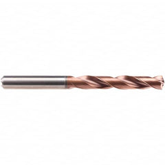 Emuge - 7.2mm 140° Solid Carbide Jobber Drill - AlCrN Finish, Right Hand Cut, Spiral Flute, Cylindrical Shank, 91mm OAL, Four Facet Point - Caliber Tooling