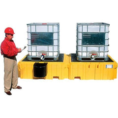 UltraTech - 535 Gal Sump Capacity, Polyethylene TWIN IBC Spill Pallet - 61.6" Long x 22" Wide x 124-1/2" High, 8,000 Lb Capacity, 2 Totes, Includes 1 Right Side Bucket Shelf - Caliber Tooling