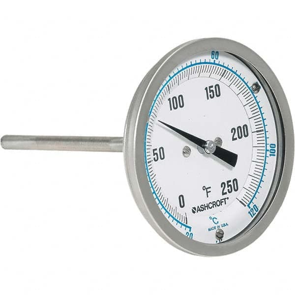 Ashcroft - 6" Stem, 0 to 250° F Bi-Metal Thermometer - Caliber Tooling